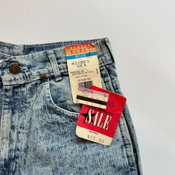 VTG 80s NWT High Rise Acid Wash Jeans Women's 8 Petite Americana USA Deadstock - Picture 7 of 15